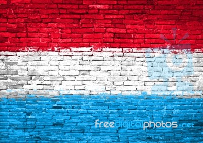 Luxembourg Flag Painted On Wall Stock Photo