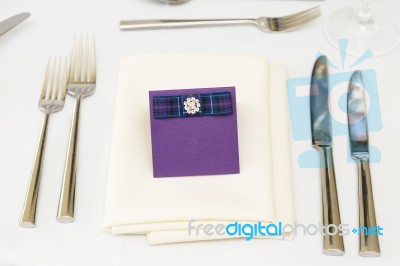 Luxury Scottish Wedding Gala Table Setting Stock Photo