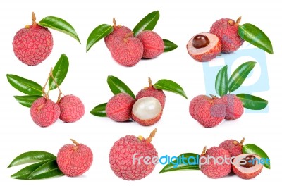 Lychee Or Litchi Isolated On The White Stock Photo