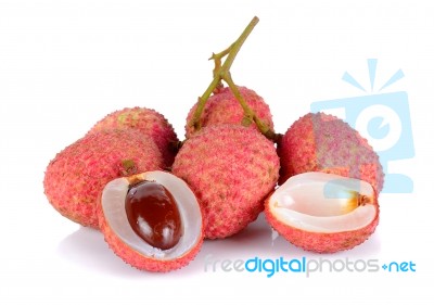 Lychee Or Litchi Isolated On The White Background Stock Photo