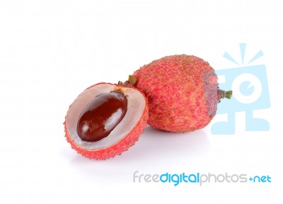 Lychee Or Litchi Isolated On The White Background Stock Photo