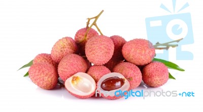 Lychee Or Litchi Isolated On The White Background Stock Photo