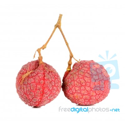 Lychee Or Litchi Isolated On The White Background Stock Photo