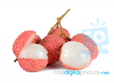 Lychee Or Litchi Isolated On The White Background Stock Photo