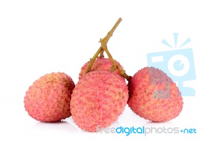 Lychee Or Litchi Isolated On The White Background Stock Photo