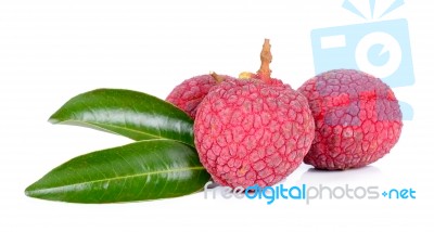 Lychee Or Litchi Isolated On The White Background Stock Photo