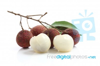 Lychees Isolated In White Background Stock Photo