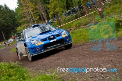 M. Cairns Driving Subaru Impreza Stock Photo