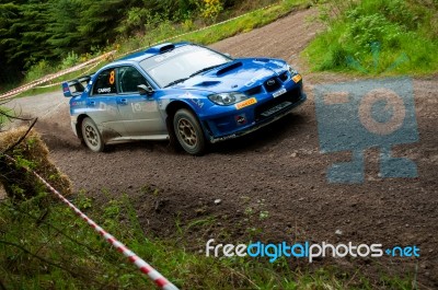 M. Cairns Driving Subaru Impreza Stock Photo