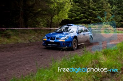 M. Cairns Driving Subaru Impreza Stock Photo