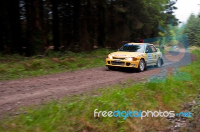 M. O' Connor Driving Mitsubishi Evo Stock Photo