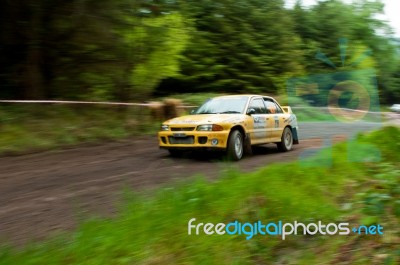 M. O' Connor Driving Mitsubishi Evo Stock Photo