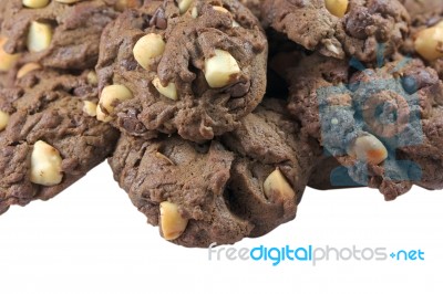 Macadamia Chocolate Cookies Stock Photo