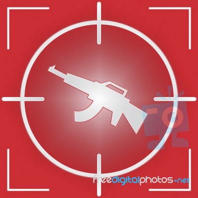 Machine Gun Sight Represents Combat And War Stock Image