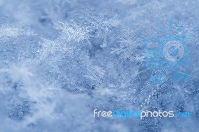 Macro Of A Snowflake In Natural Surroundings Stock Photo