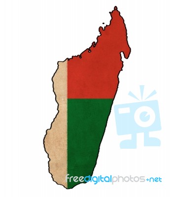 Madagascar Map On Madagascar  Flag Drawing ,grunge And Retro Fla… Stock Image