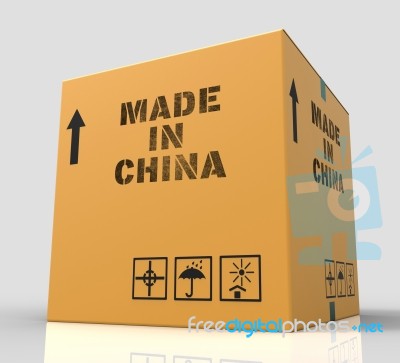 Made In China Indicates Goods And 3d Rendering Stock Image