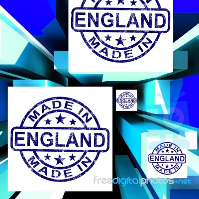 Made In England On Cubes Shows English Production Stock Image