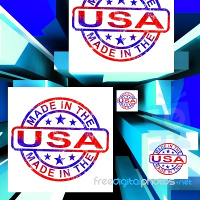 Made In The Usa On Cubes Showing Patriotism Stock Image