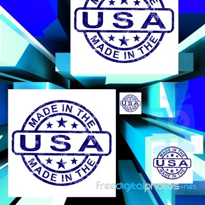 Made In The Usa On Cubes Shows American Manufacture Stock Image