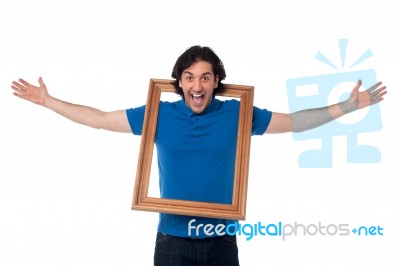 Madness At Its Best. Funny Guy Stock Photo