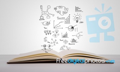 Magic Book With Business Concept And Graph Stock Photo