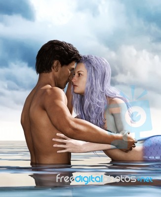 Magic Love Story,legend Of A Mermaid,a Fairy Tale Story Stock Image