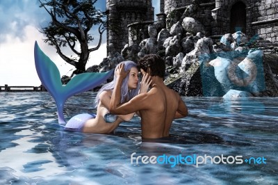 Magic Love Story,legend Of A Mermaid,a Fairy Tale Story Stock Image