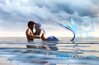 Magic Love Story,legend Of A Mermaid,a Fairy Tale Story Stock Image