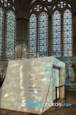 Magna Carta In Salisbury Cathedral Stock Photo