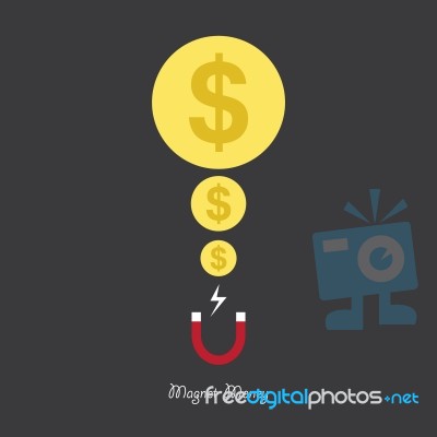 Magnet With Money Business Flat Icon   Illustration  Stock Image