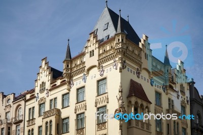 Magnificent Artment Block In Siroka Street In Prague Stock Photo