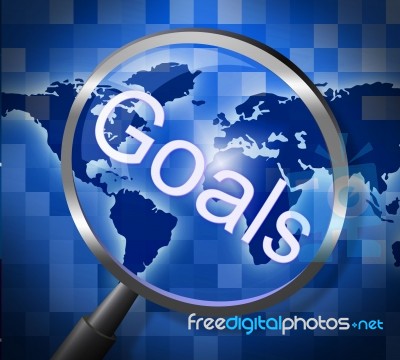 Magnifier Goals Indicates Aspire Inspiration And Magnify Stock Image