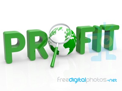 Magnifier Profit Means Profits Search And Profitable Stock Image