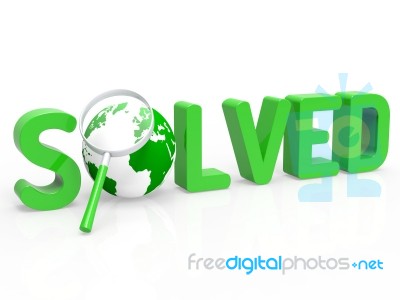 Magnifier Solution Means Solved Resolve And Searches Stock Image