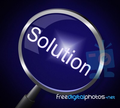 Magnifier Solution Represents Success Goal And Solve Stock Image