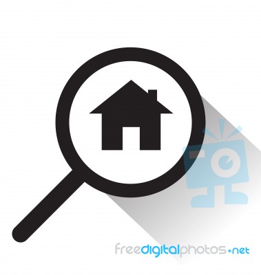 Magnifying Glass With Home Icon Stock Image