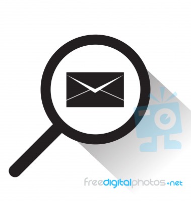 Magnifying Glass With Mail Icon Stock Image