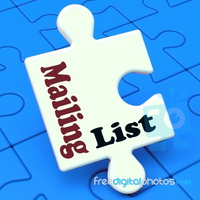 Mailing List Puzzle Shows Email Marketing Lists Online Stock Image