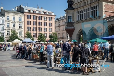 Main Market Square In Krakow Stock Photo