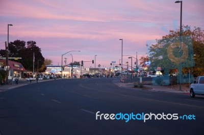 Main Street In Page Arizona Free From Traffic Stock Photo