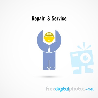 Maintenance And Repair Worker Logo Elements Design Stock Image