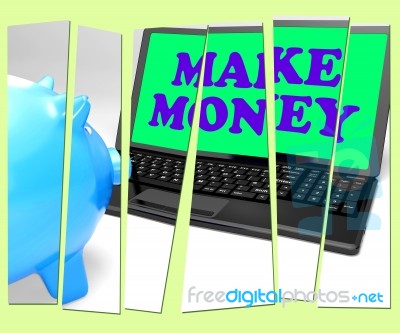 Make Money Piggy Bank Means Accumulating Wealth And Prosperity Stock Image