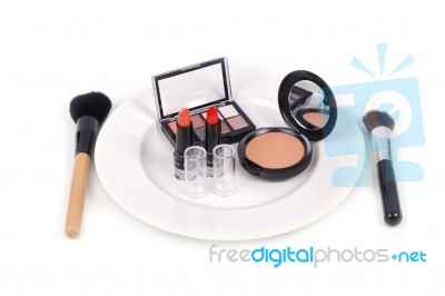 Makeup Accessory Served In Dish Stock Photo