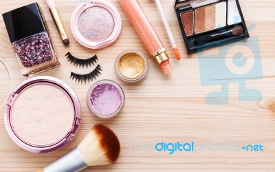 Makeup Cosmetic Background Stock Photo