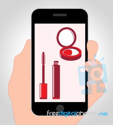 Makeup Online Shows Cosmetic Portable And Mobile Stock Image