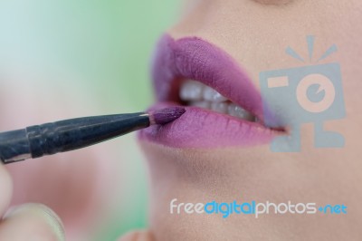 Makeup Procedure,selective Focus Stock Photo