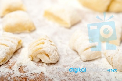 Making Fresh Italian Potato Gnocchi Stock Photo