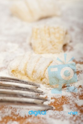 Making Fresh Italian Potato Gnocchi Stock Photo