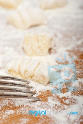 Making Fresh Italian Potato Gnocchi Stock Photo